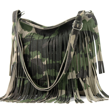 modamoda de T125 Damen Leder Wildleder Schultertasche Umhängetasche handmade in Italy