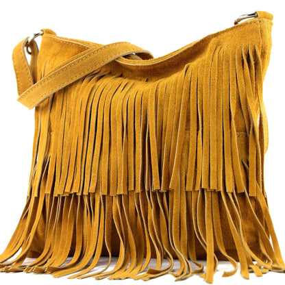 modamoda de T125 Damen Leder Wildleder Schultertasche Umhängetasche handmade in Italy