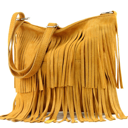 modamoda de T125 Damen Leder Wildleder Schultertasche Umhängetasche handmade in Italy