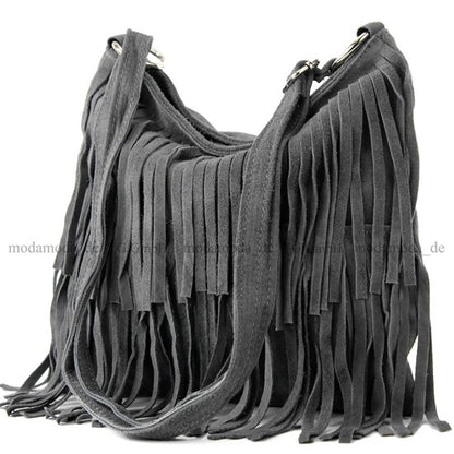 modamoda de T125 Damen Leder Wildleder Schultertasche Umhängetasche handmade in Italy