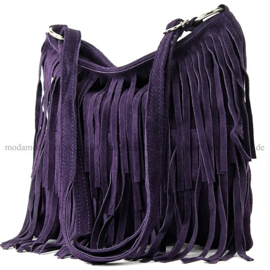 modamoda de T125 Damen Leder Wildleder Schultertasche Umhängetasche handmade in Italy