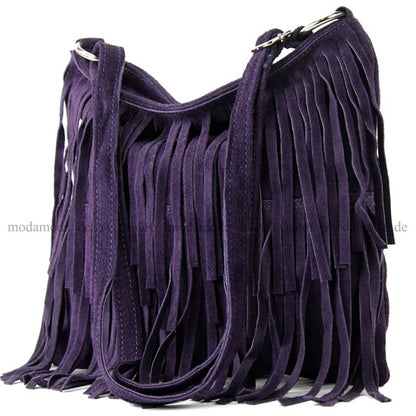 modamoda de T125 Damen Leder Wildleder Schultertasche Umhängetasche handmade in Italy