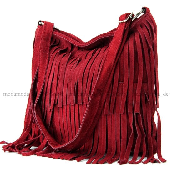 modamoda de T125 Damen Leder Wildleder Schultertasche Umhängetasche handmade in Italy