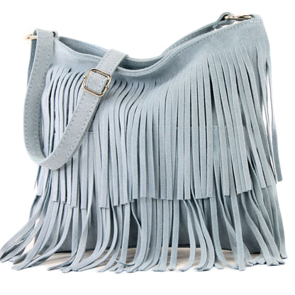 modamoda de T125 Damen Leder Wildleder Schultertasche Umhängetasche handmade in Italy