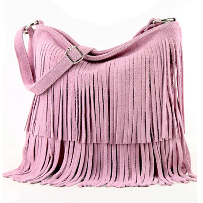 modamoda de T125 Damen Leder Wildleder Schultertasche Umhängetasche handmade in Italy