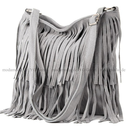 modamoda de T125 Damen Leder Wildleder Schultertasche Umhängetasche handmade in Italy