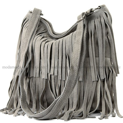 modamoda de T125 Damen Leder Wildleder Schultertasche Umhängetasche handmade in Italy