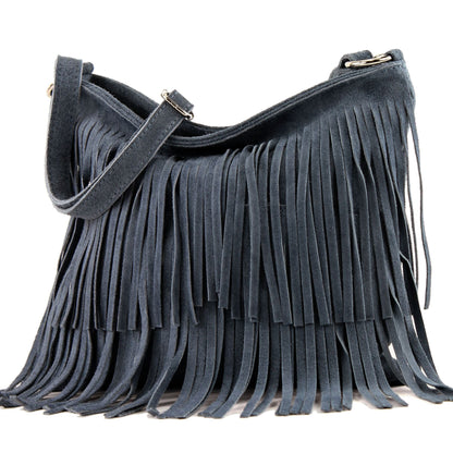 modamoda de T125 Damen Leder Wildleder Schultertasche Umhängetasche handmade in Italy