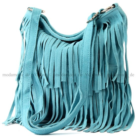modamoda de T125 Damen Leder Wildleder Schultertasche Umhängetasche handmade in Italy