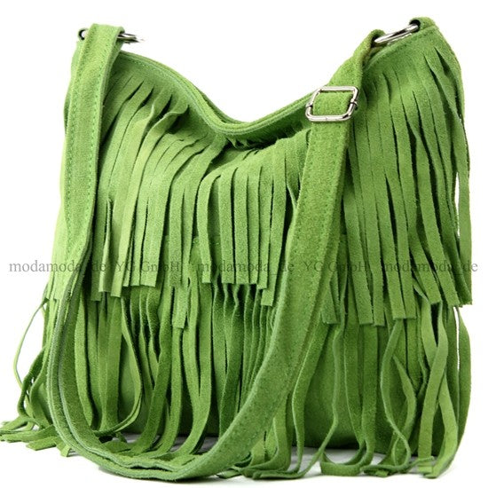 modamoda de T125 Damen Leder Wildleder Schultertasche Umhängetasche handmade in Italy