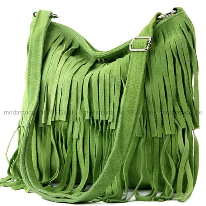 modamoda de T125 Damen Leder Wildleder Schultertasche Umhängetasche handmade in Italy