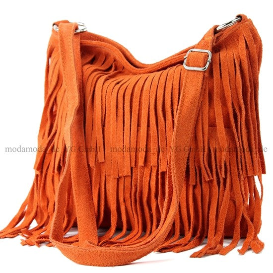modamoda de T125 Damen Leder Wildleder Schultertasche Umhängetasche handmade in Italy