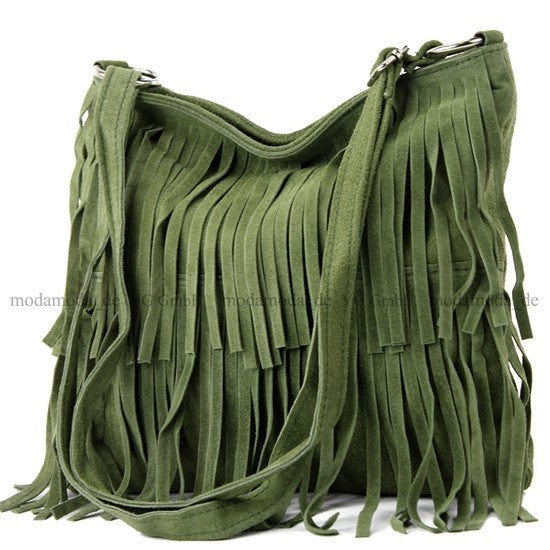 modamoda de T125 Damen Leder Wildleder Schultertasche Umhängetasche handmade in Italy