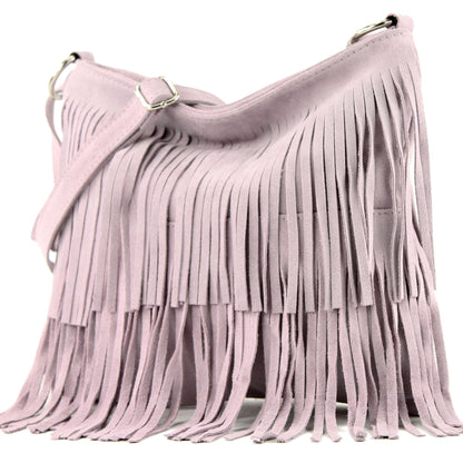 modamoda de T125 Damen Leder Wildleder Schultertasche Umhängetasche handmade in Italy