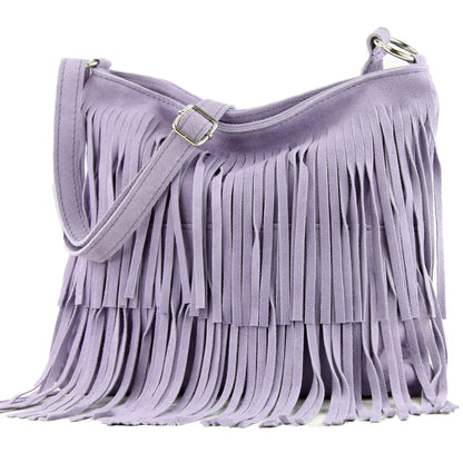 modamoda de T125 Damen Leder Wildleder Schultertasche Umhängetasche handmade in Italy
