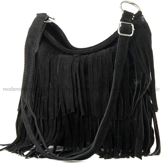 modamoda de T125 Damen Leder Wildleder Schultertasche Umhängetasche handmade in Italy