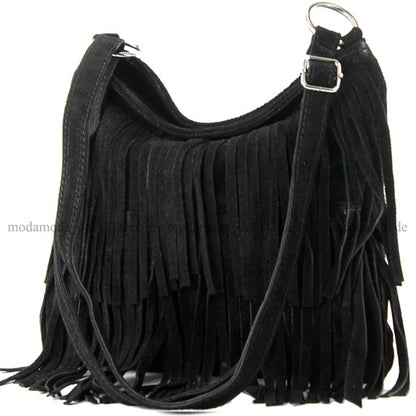 modamoda de T125 Damen Leder Wildleder Schultertasche Umhängetasche handmade in Italy