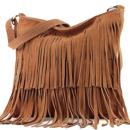 modamoda de T125 Damen Leder Wildleder Schultertasche Umhängetasche handmade in Italy