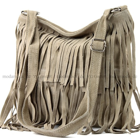 modamoda de T125 Damen Leder Wildleder Schultertasche Umhängetasche handmade in Italy