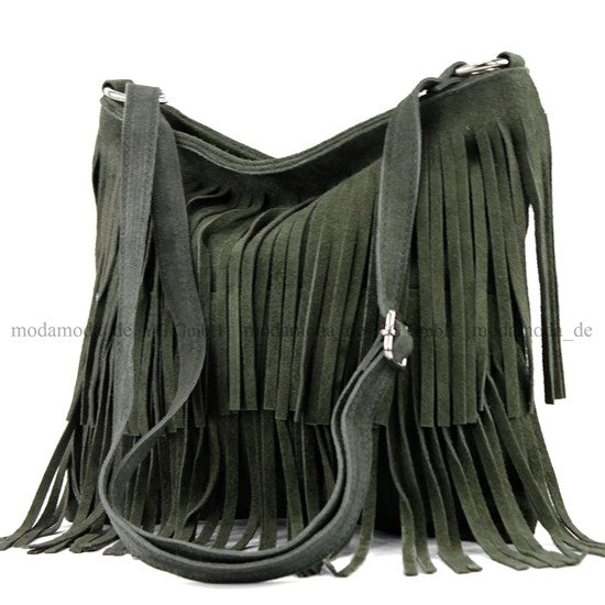 modamoda de T125 Damen Leder Wildleder Schultertasche Umhängetasche handmade in Italy