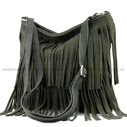modamoda de T125 Damen Leder Wildleder Schultertasche Umhängetasche handmade in Italy