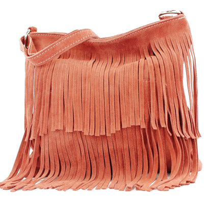 modamoda de T125 Damen Leder Wildleder Schultertasche Umhängetasche handmade in Italy