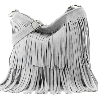 modamoda de T125 Damen Leder Wildleder Schultertasche Umhängetasche handmade in Italy
