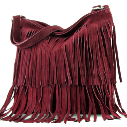 modamoda de T125 Damen Leder Wildleder Schultertasche Umhängetasche handmade in Italy