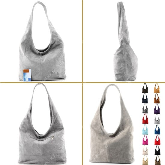 modamoda de T150 Damen Schultertasche Shopper Large aus Wildleder handmade in Italy