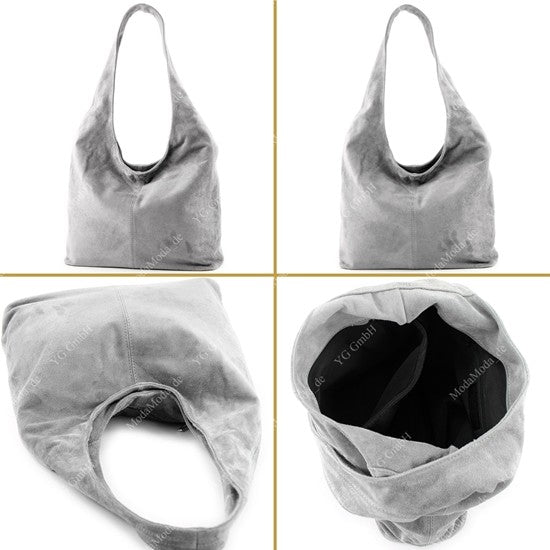 modamoda de T150 Damen Schultertasche Shopper Large aus Wildleder handmade in Italy