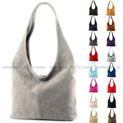 modamoda de T150 Damen Schultertasche Shopper Large aus Wildleder handmade in Italy