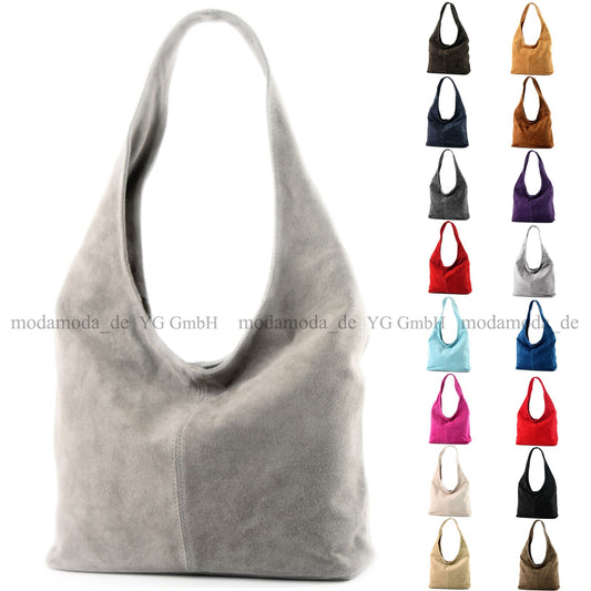 modamoda de T150 Damen Schultertasche Shopper Large aus Wildleder handmade in Italy
