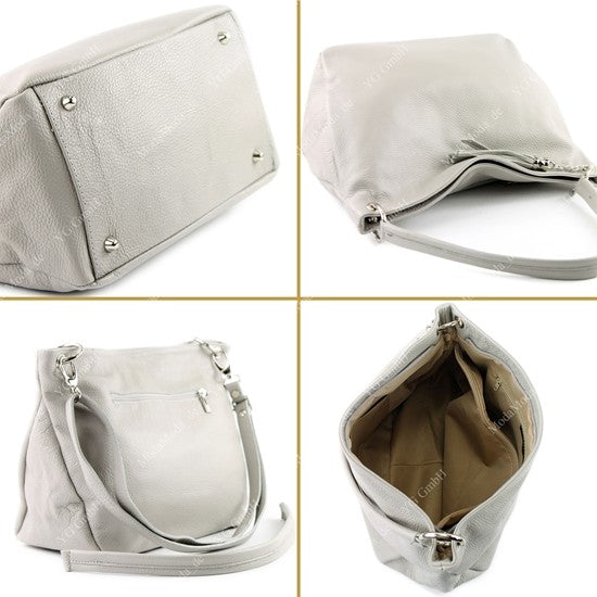 modamoda de - T154 - ital Schultertasche Umhängetasche aus Leder
