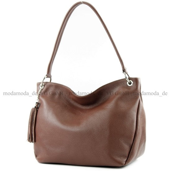 modamoda de - T154 - ital Schultertasche Umhängetasche aus Leder