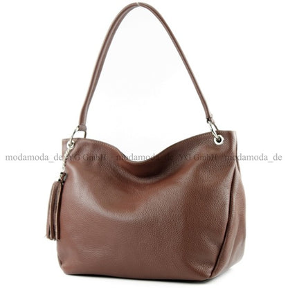 modamoda de - T154 - ital Schultertasche Umhängetasche aus Leder