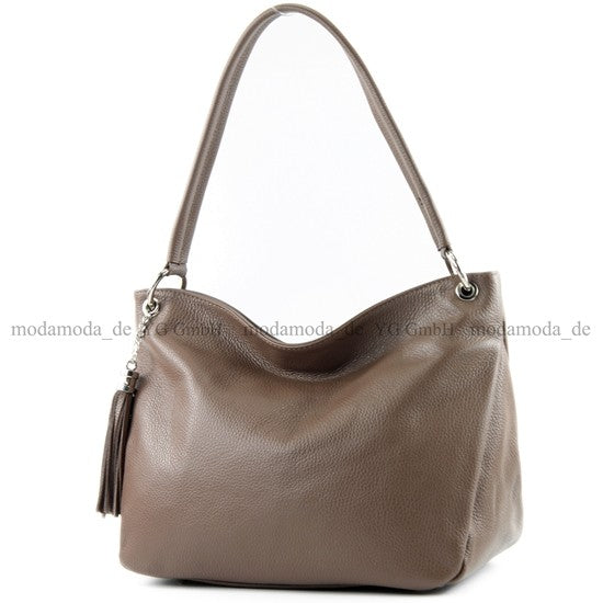 modamoda de - T154 - ital Schultertasche Umhängetasche aus Leder