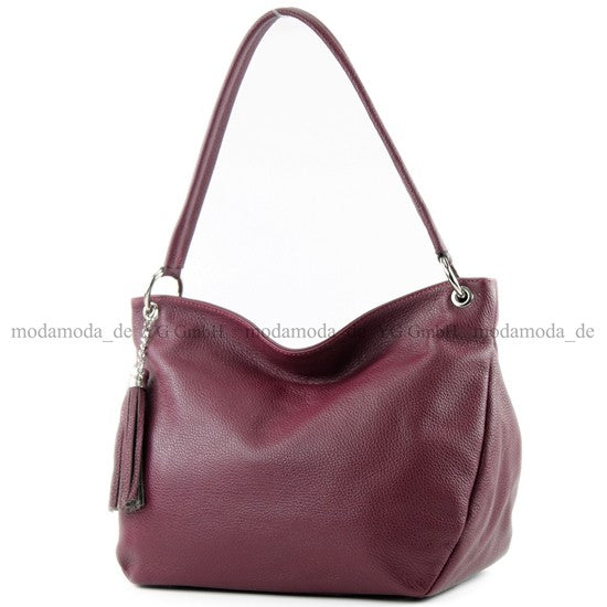 modamoda de - T154 - ital Schultertasche Umhängetasche aus Leder