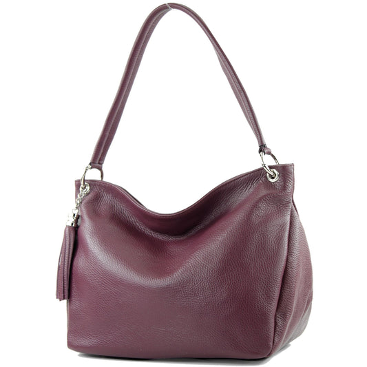modamoda de - T154 - ital Schultertasche Umhängetasche aus Leder