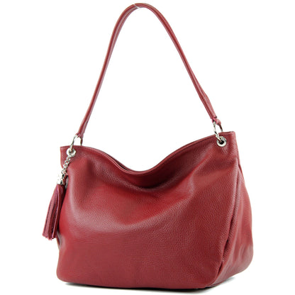 modamoda de - T154 - ital Schultertasche Umhängetasche aus Leder