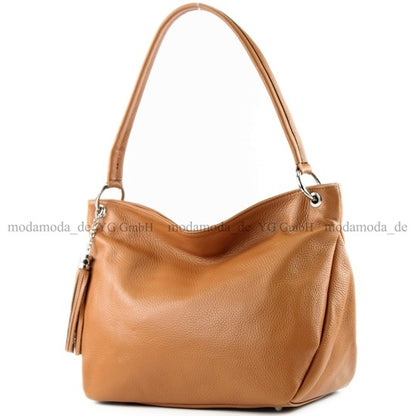 modamoda de - T154 - ital Schultertasche Umhängetasche aus Leder