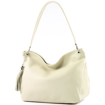 modamoda de - T154 - ital Schultertasche Umhängetasche aus Leder
