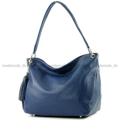 modamoda de - T154 - ital Schultertasche Umhängetasche aus Leder