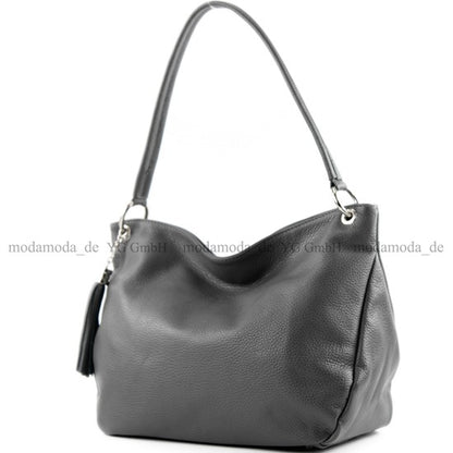 modamoda de - T154 - ital Schultertasche Umhängetasche aus Leder