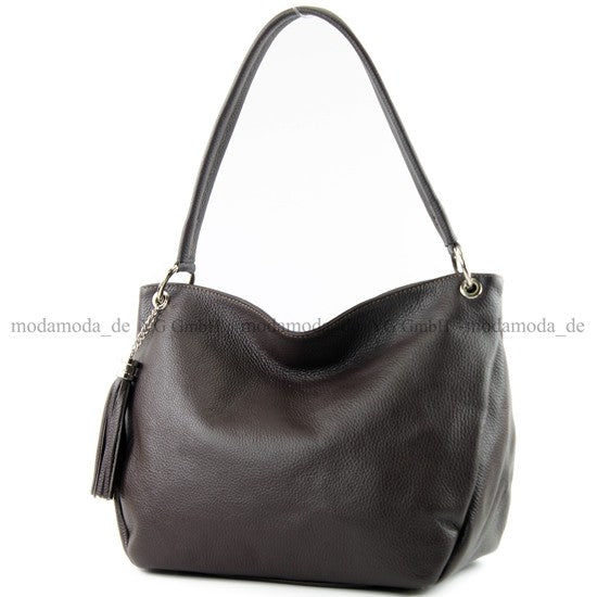modamoda de - T154 - ital Schultertasche Umhängetasche aus Leder