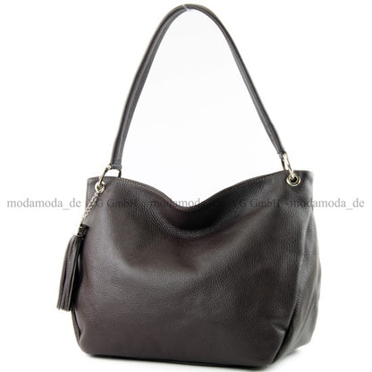 modamoda de - T154 - ital Schultertasche Umhängetasche aus Leder