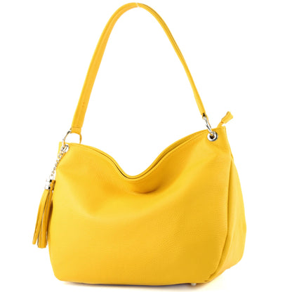 modamoda de - T154 - ital Schultertasche Umhängetasche aus Leder