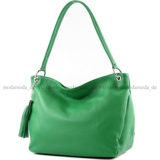 modamoda de - T154 - ital Schultertasche Umhängetasche aus Leder