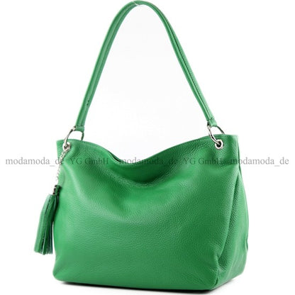 modamoda de - T154 - ital Schultertasche Umhängetasche aus Leder