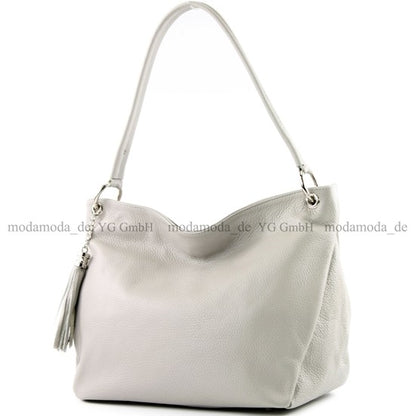 modamoda de - T154 - ital Schultertasche Umhängetasche aus Leder