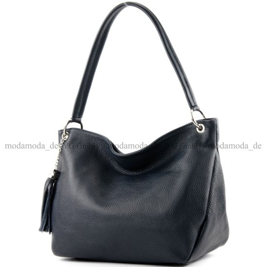 modamoda de - T154 - ital Schultertasche Umhängetasche aus Leder